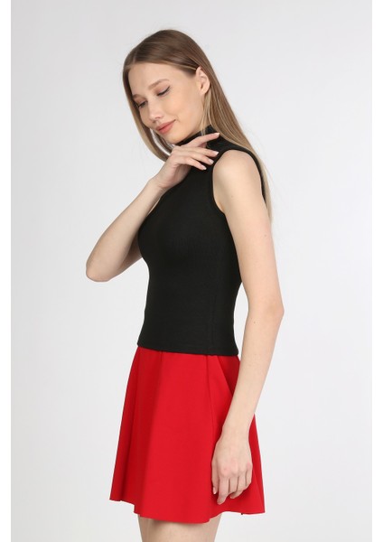 Kadın Siyah Yarım Balıkçı T-Shirt modelleri