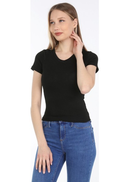 Kadın Kahve V Yaka T-Shirt