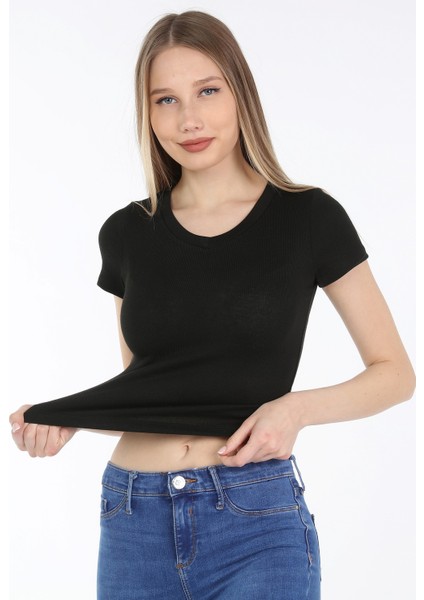 Kadın Kahve V Yaka T-Shirt fiyatları