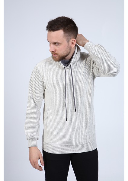 Erkek Ekru Balıkçı Yaka Sweatshirt modelleri