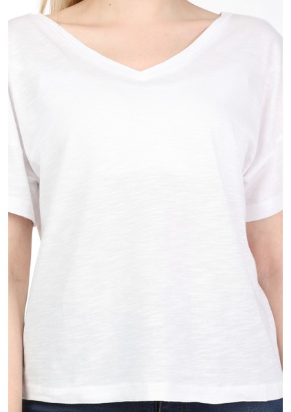 Kadın Oversize Çift Taraf V Yaka T-Shirt