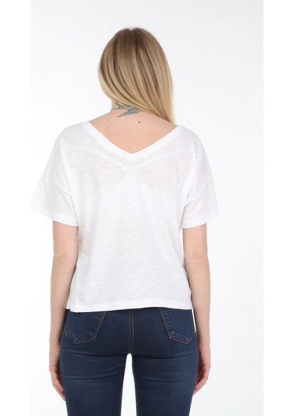 Kadın Oversize Çift Taraf V Yaka T-Shirt
