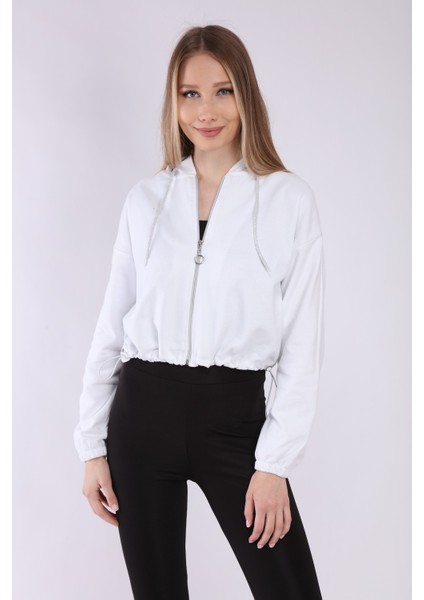 Kadın Siyah Fermuarlı Kapüşonlu Sweatshirt fiyatları