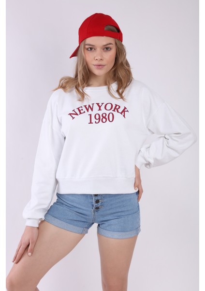 Kadın Beyaz Bacıs Sweatshirt