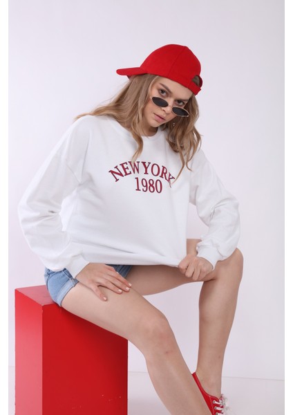 Kadın Beyaz Bacıs Sweatshirt