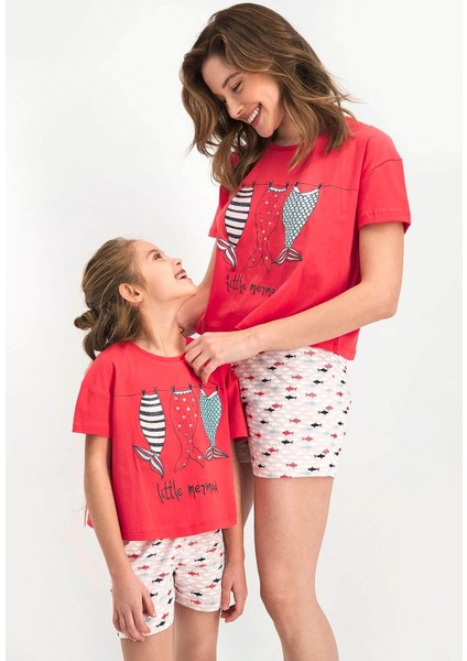 Little Mermaid Koyu Mercan Kız Çocuk Şort Takım fiyatları
