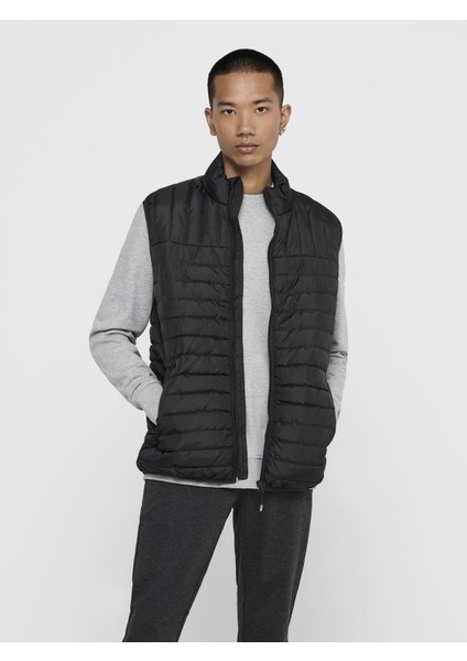 &sons Erkek Yelek Paul Quilted 22015123-BLK