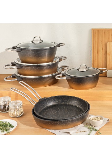 Kuvars 26 cm Siyah Gold Karnıyarık Tenceresi modelleri
