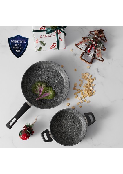 Azul Bio Granit Antbakteriyel Tava+Sahan Set