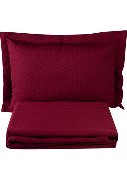 Charm Bold Bordo Çift Kişilik Yatak Örtüsü Seti