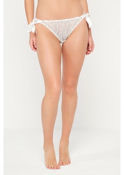 Optik Beyaz Dantella Full Lace Ribbon Brazilian Külot