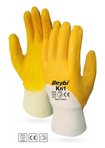 Kn1 Nitril Pamuklu Eldiven (10 Numara) (12 Çift)