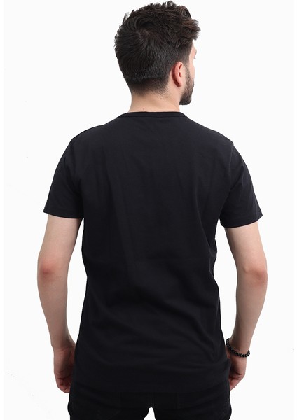 Men Tshırt Siyah Erkek T-Shirt 20420-23