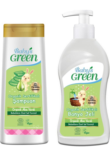 2'li Set Organik Bebek Saç ve Vücut Şampuanı 400 ml + Bebek Banyo ve Duş Jeli Sıvı Sabun 500 ml