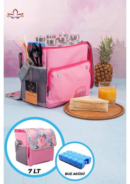 Termal Çanta Termos Çanta Piknik Kamp Çanta Soğuk Tutan Çanta Pembe