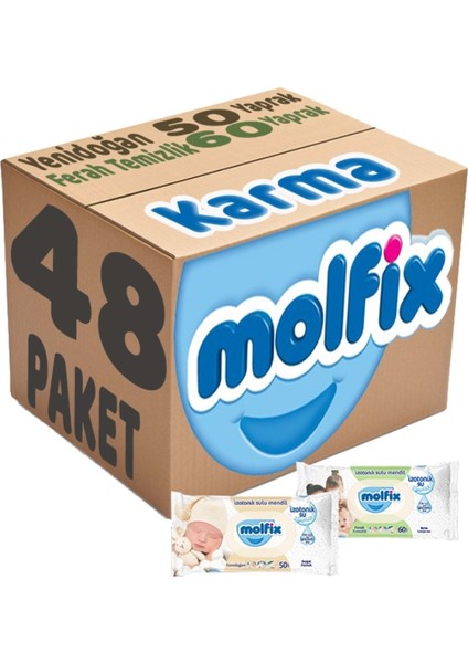 Islak Havlu Mendil Izotonik Karma 48'li Set (Yeni Doğan-Ferah Temizlik)