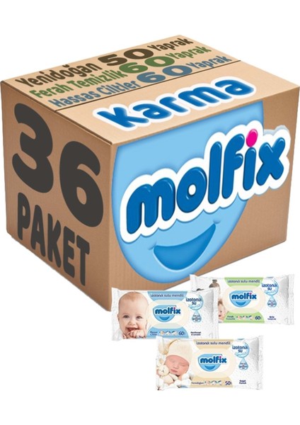 Islak Havlu Mendil Izotonik Karma 36'lıSet (Yeni Doğan-Hassas Cilt-Ferah Temizlik)