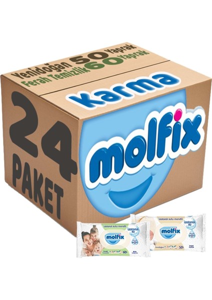 Islak Havlu Mendil Izotonik Karma 24'lü Set (Yeni Doğan-Ferah Temizlik)