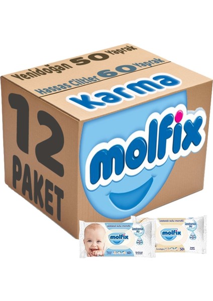 Islak Havlu Mendil Izotonik Karma 12'li Set (Yeni Doğan-Hassas Cilt)