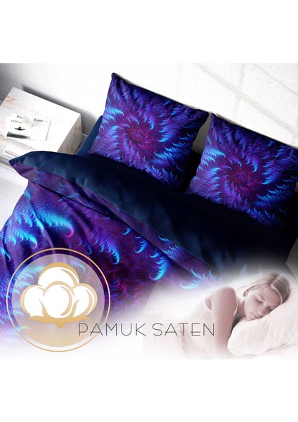 Purple Energy 3D Pamuk Saten Çift Kişilik Nevresim Takımı fırsatları