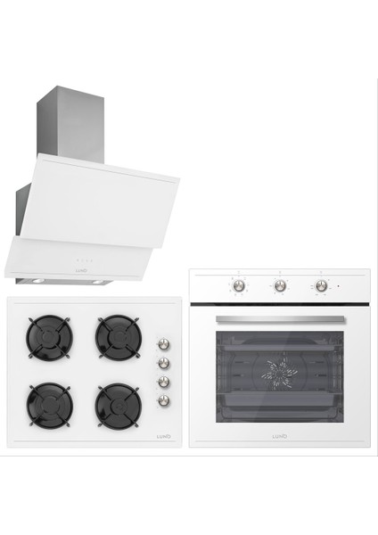 Luno Ankastre Beyaz Set ( 3420W Davlumbaz 6503W Fırın CS5335W Ocak )