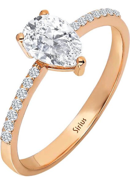 Pırlanta ve Damla Kesim Beyaz Topaz Taşlı Yüzük 0417R0257