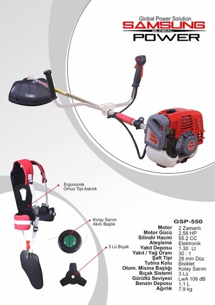 Gsp 550 Benzinli Motorlu Yan Tırpan