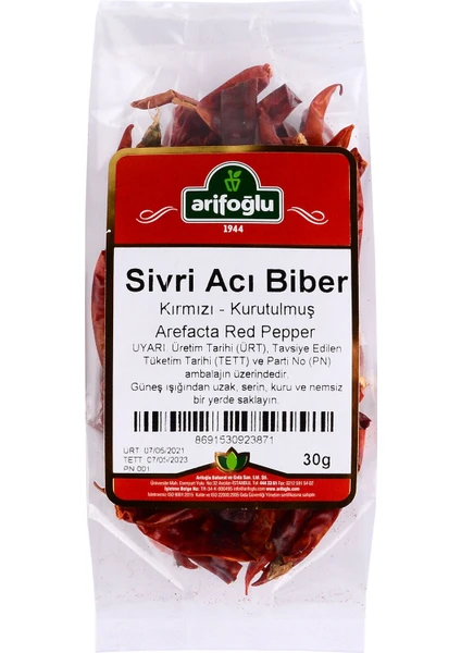 Kurutulmuş Sivri Acı Biber 30 gr