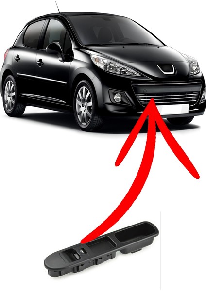 Peugeot 207 Sağ Tekli Cam Düğmesi Otomatik Camlı 2007--2015 4 Pin