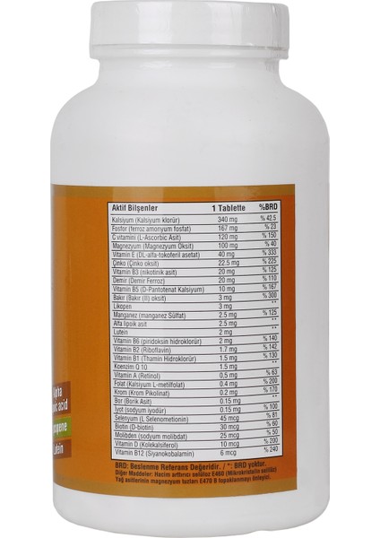 Vitamin Mineral Multivitamin 180 Tablet+Vitamin D3 K2 20 ml