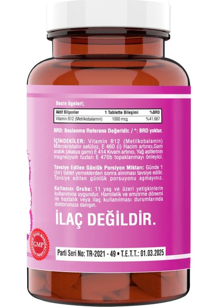 Vitamin B12 1000 Mcg 120 Tablet+Vitamin D3 K2 20 ml