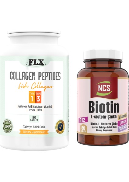 Balık Kollajeni Tip 1-3 Collagen 90 Tablet+Biotin 60 Tablet