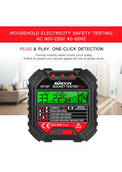 Gerilim Ekranlı Gfcı Çıkış Test Cihazı 90-250V (Yurt Dışından)