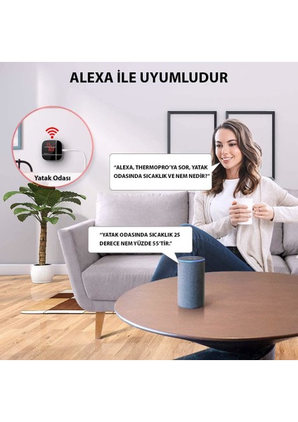 TP90 Uzaktan Kontrollü, Alexa Uyumlu,wifi Isı Nem Ölçer