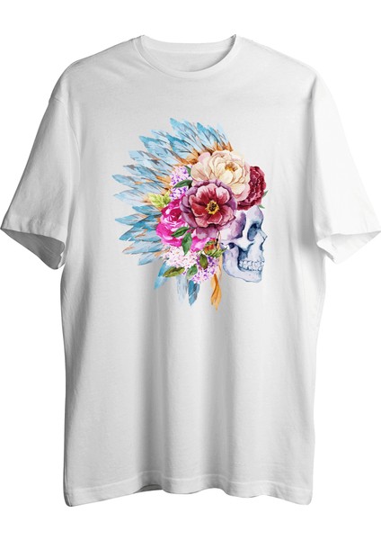 Flowers Skull Tişört