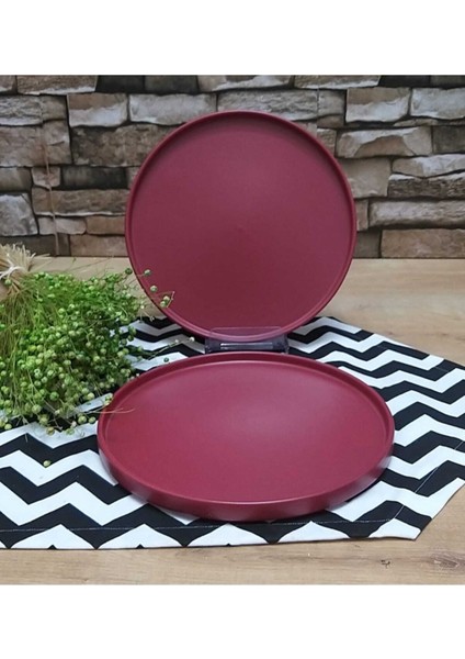Stackable Carmen Kırmızı Mat Servis Tabağı 6 Adet 27 cm
