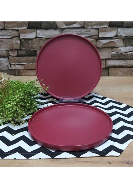 Stackable Carmen Kırmızı Mat Servis Tabağı 6 Adet 27 cm