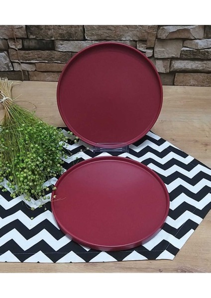 Stackable Carmen Kırmızı Mat Servis Tabağı 6 Adet 27 cm