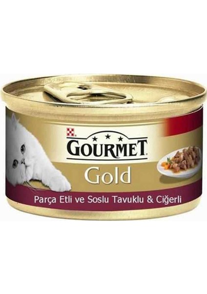 Parça Etli Soslu Tavuklu Ciğerli Yetişkin Kedi Konservesi 85GR