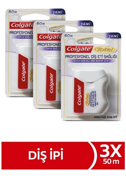 Total Profesyonel Diş Eti Sağlığı Arayüz Diş Ipi 3 x 50 M