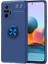 Xiaomi Redmi Note 10 Pro Kılıf Ultra Korumalı Yüzüklü Manyetik Ravel Silikon + Tam Kaplayan 5d Cam Ekran Koruyucu Lacivert 1