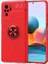 Xiaomi Redmi Note 10S Kılıf Ultra Korumalı Yüzüklü Manyetik Ravel Silikon + Tam Kaplayan 5d Cam Ekran Koruyucu Kırmızı 1