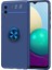 Samsung Galaxy A02 Kılıf Ultra Korumalı Yüzüklü Manyetik Ravel Silikon + Tam Kaplayan 5d Cam Ekran Koruyucu Lacivert 1