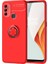 Oneplus Nord N100 Kılıf Ultra Korumalı Yüzüklü Manyetik Ravel Silikon + Tam Kaplayan 6d Nano Ekran Koruyucu Kırmızı 1