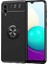Samsung Galaxy A02 Kılıf Ultra Korumalı Yüzüklü Manyetik Ravel Silikon + Tam Kaplayan 5d Cam Ekran Koruyucu Siyah 1
