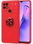 Oppo A15S Kılıf Ultra Korumalı Yüzüklü Manyetik Ravel Silikon + Tam Kaplayan 6d Nano Ekran Koruyucu Kırmızı 1