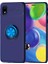 Samsung Galaxy A01 Core Kılıf Ultra Korumalı Yüzüklü Manyetik Ravel Silikon + Tam Kaplayan 6d Nano Ekran Koruyucu Lacivert 1