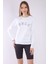 Kadın Beyaz Reglan Kol Basic Yaka Sweatshirt 1