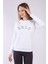 Kadın Beyaz Reglan Kol Basic Yaka Sweatshirt 2