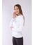 Kadın Beyaz Reglan Kol Basic Yaka Sweatshirt 3